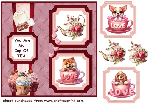 2 Panel Puppy you are my cup of tea card front 4