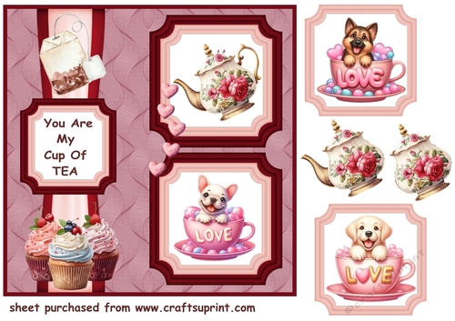 2 Panel Puppy you are my cup of tea card front 6