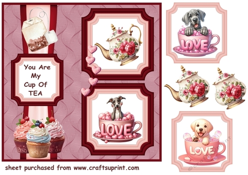 2 Panel Puppy you are my cup of tea card front 7