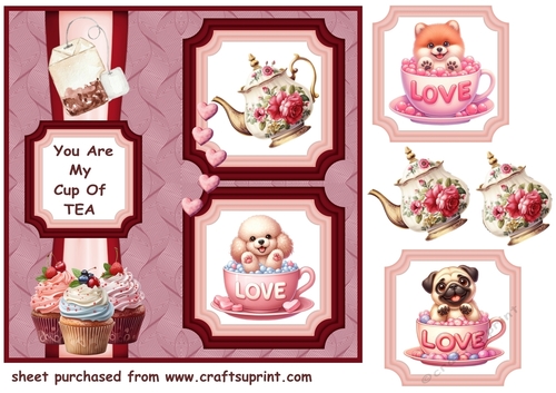 2 Panel Puppy you are my cup of tea card front 8