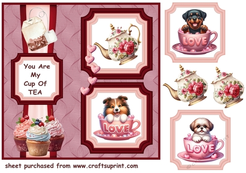 2 Panel Puppy you are my cup of tea card front 9