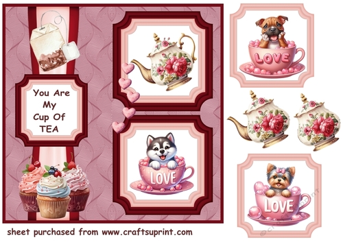 2 Panel Puppy you are my cup of tea card front 10