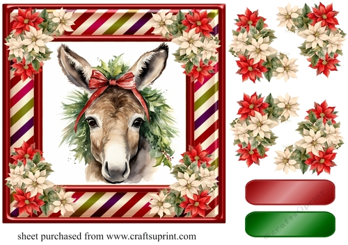 Christmas donkey card front 1