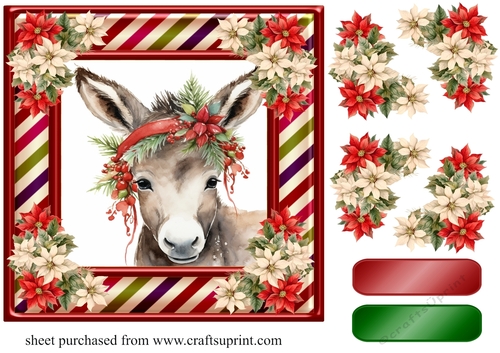 Christmas donkey card front 2
