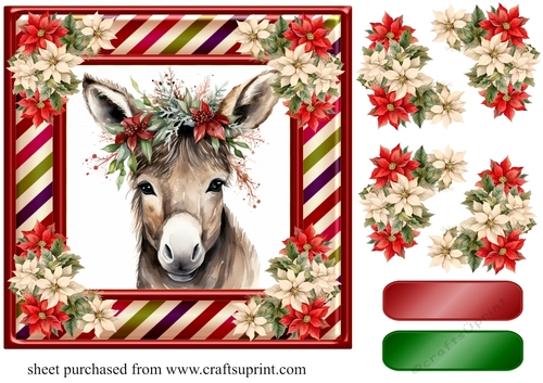 Christmas donkey card front 4