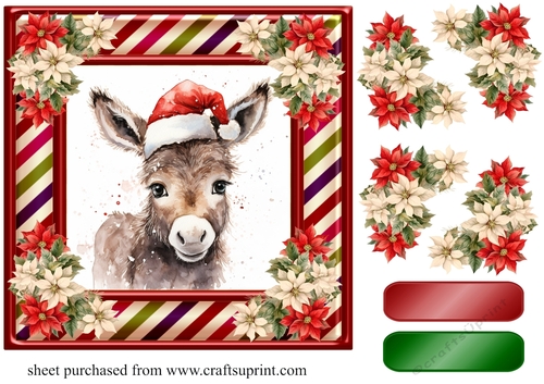 Christmas donkey card front 6