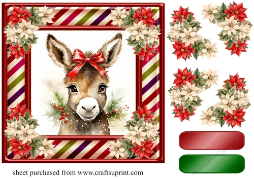 Christmas donkey card front 8