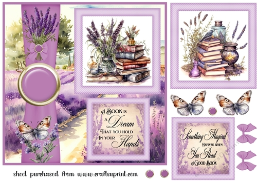 2 Panel lavender and books card front 3