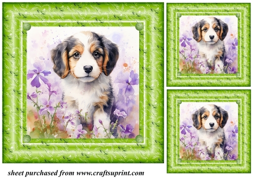 3 Floral pup card fronts/toppers 1