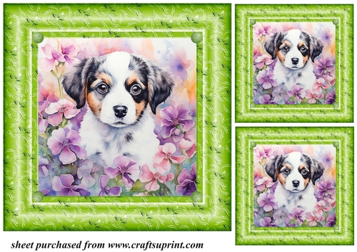 3 Floral pup card fronts/toppers 2