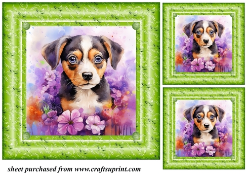 3 Floral pup card fronts/toppers 3