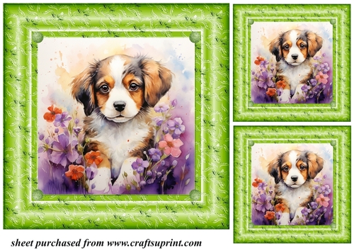3 Floral pup card fronts/toppers 4