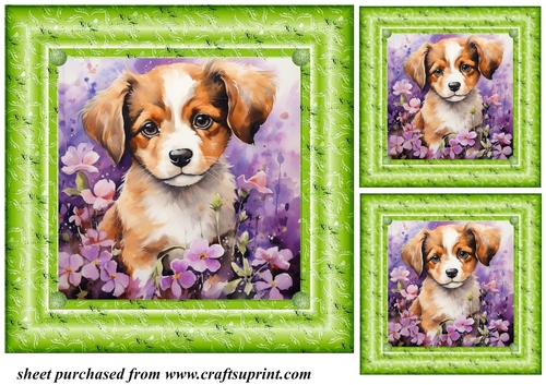 3 Floral pup card fronts/toppers 5
