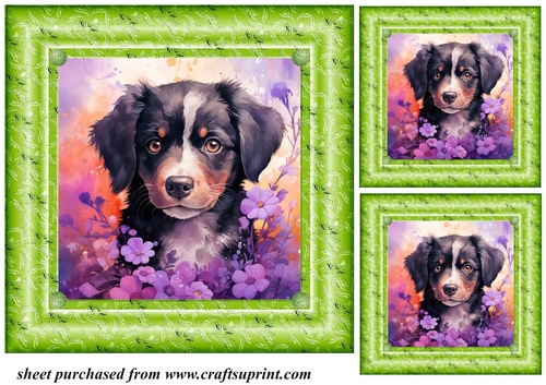 3 Floral pup card fronts/toppers 8