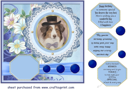 Vintage elegant floral dog card front 1