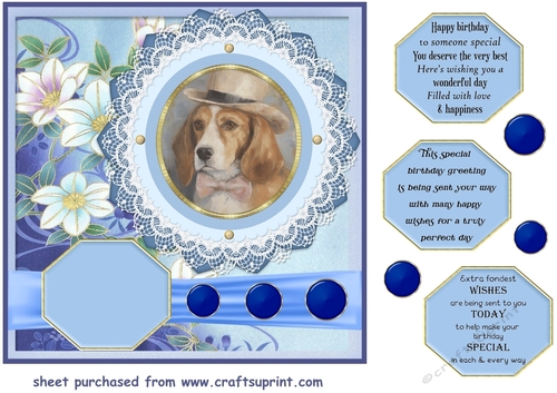 Vintage elegant floral dog card front 2