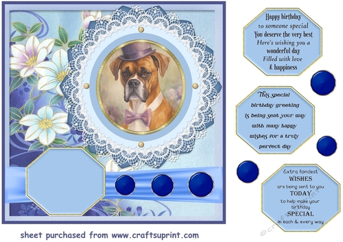 Vintage elegant floral dog card front 3