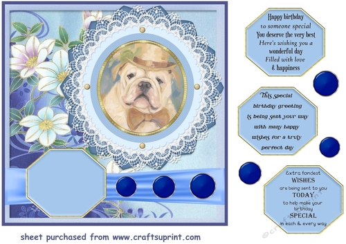 Vintage elegant floral dog card front 4