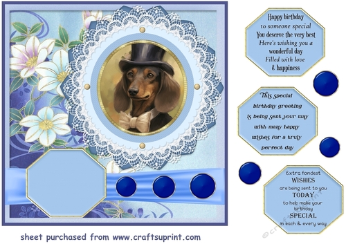Vintage elegant floral dog card front 6