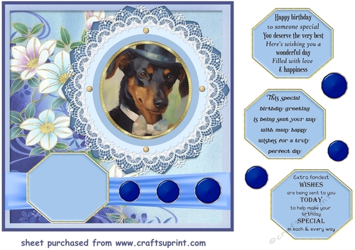 Vintage elegant floral dog card front 7