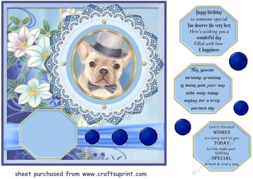 Vintage elegant floral dog card front 8