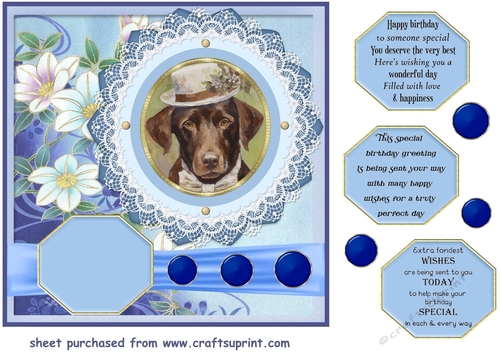 Vintage elegant floral dog card front 10