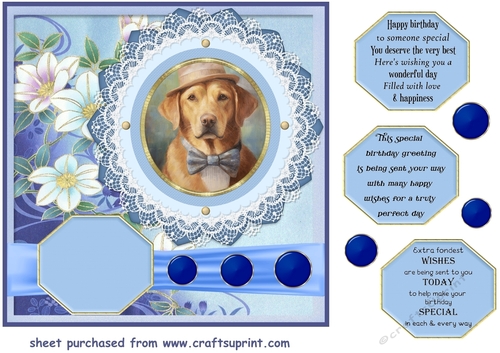 Vintage elegant floral dog card front 12