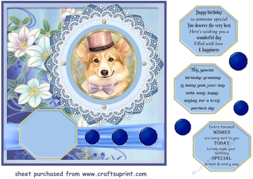Vintage elegant floral dog card front 13