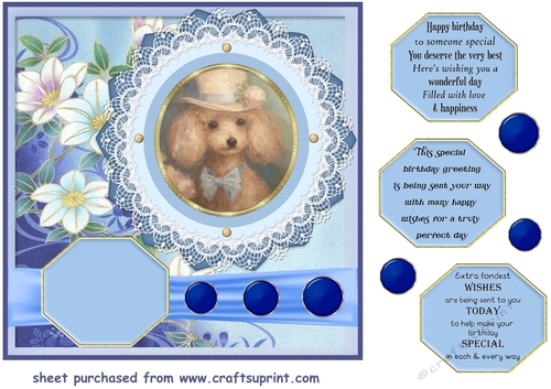 Vintage elegant floral dog card front 14