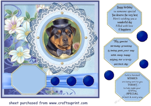 Vintage elegant floral dog card front 15