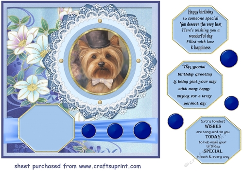 Vintage elegant floral dog card front 16