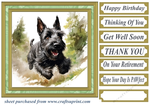 Woodland Scottish terrier card front 1