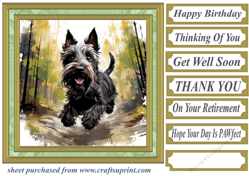Woodland Scottish terrier card front 2