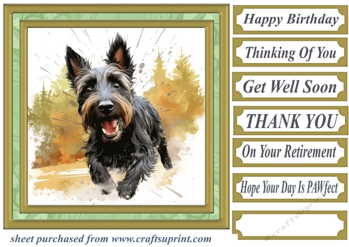 Woodland Scottish terrier card front 3