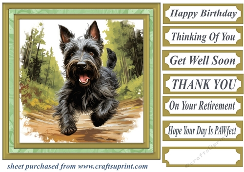 Woodland Scottish terrier card front 4