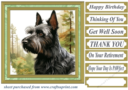 Woodland Scottish terrier card front 9