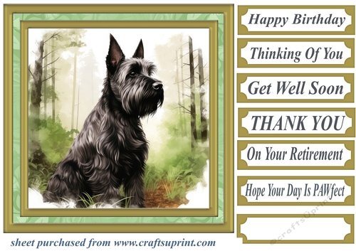 Woodland Scottish terrier card front 11