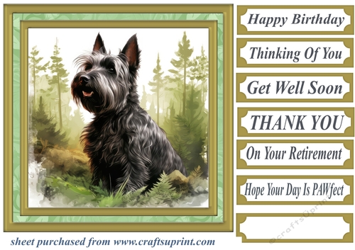 Woodland Scottish terrier card front 13