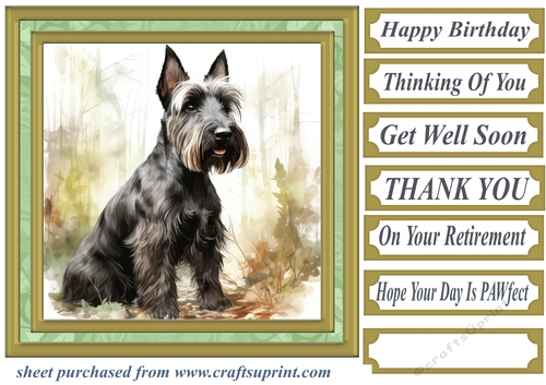 Woodland Scottish terrier card front 14