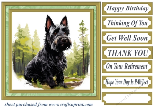 Woodland Scottish terrier card front 15