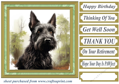 Woodland Scottish terrier card front 16