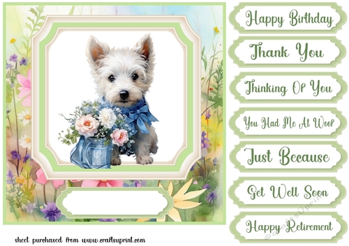 Cute floral Westie card front 7