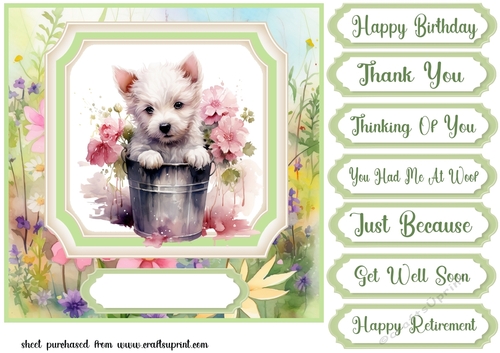 Cute floral Westie card front 9