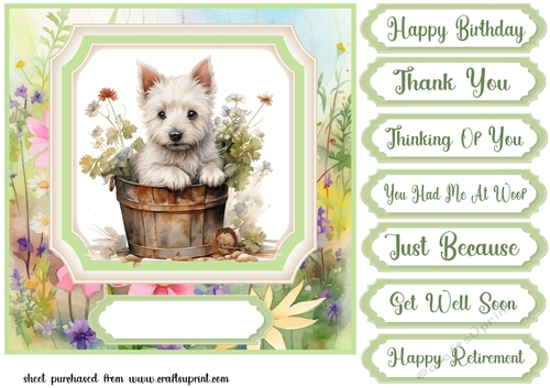 Cute floral Westie card front 10