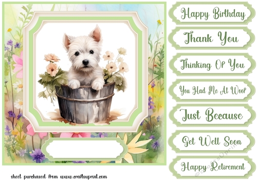 Cute floral Westie card front 19