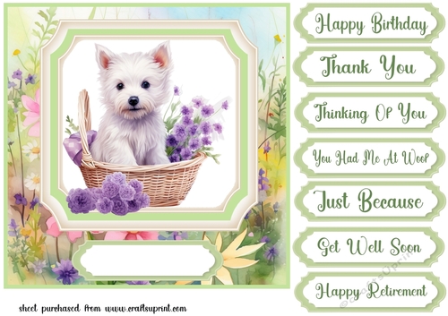 Cute floral Westie card front 20