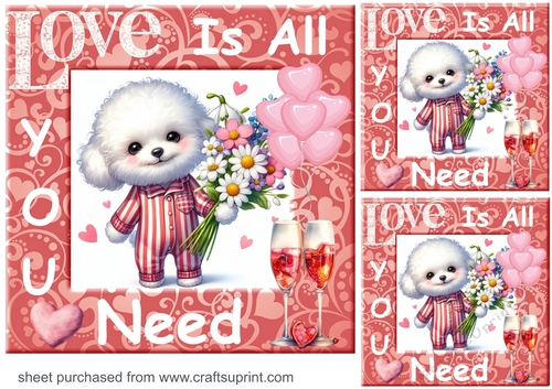 3 Puppy Love is all you need card fronts/toppers 1