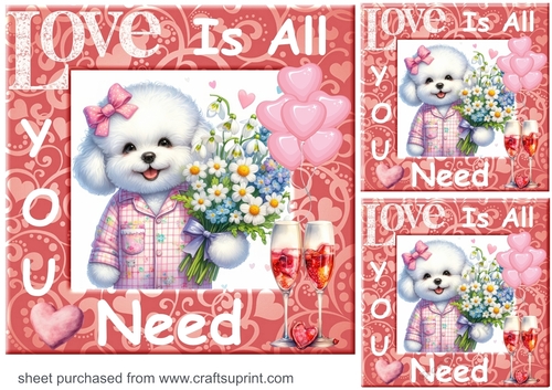 3 Puppy Love is all you need card fronts/toppers 2