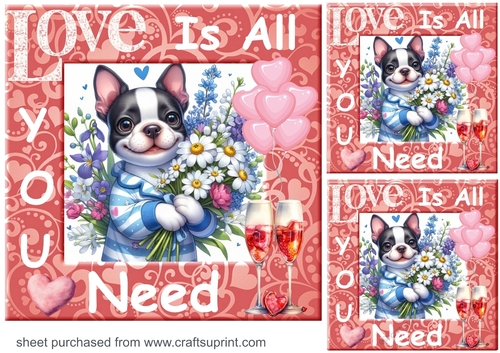 3 Puppy Love is all you need card fronts/toppers 3