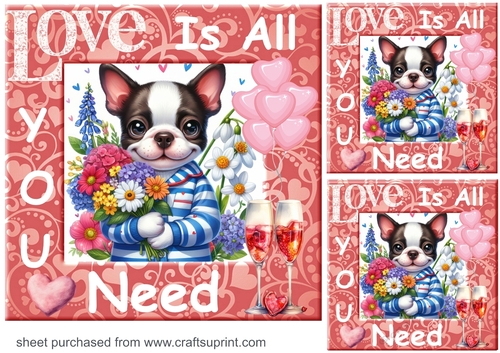 3 Puppy Love is all you need card fronts/toppers 4